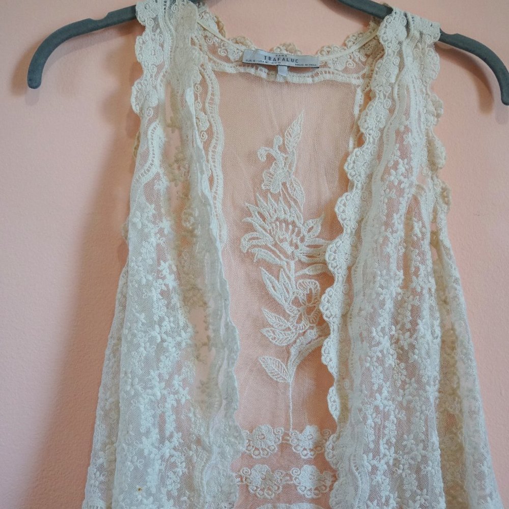 Zara Trafaluc Sheer Cream Vest